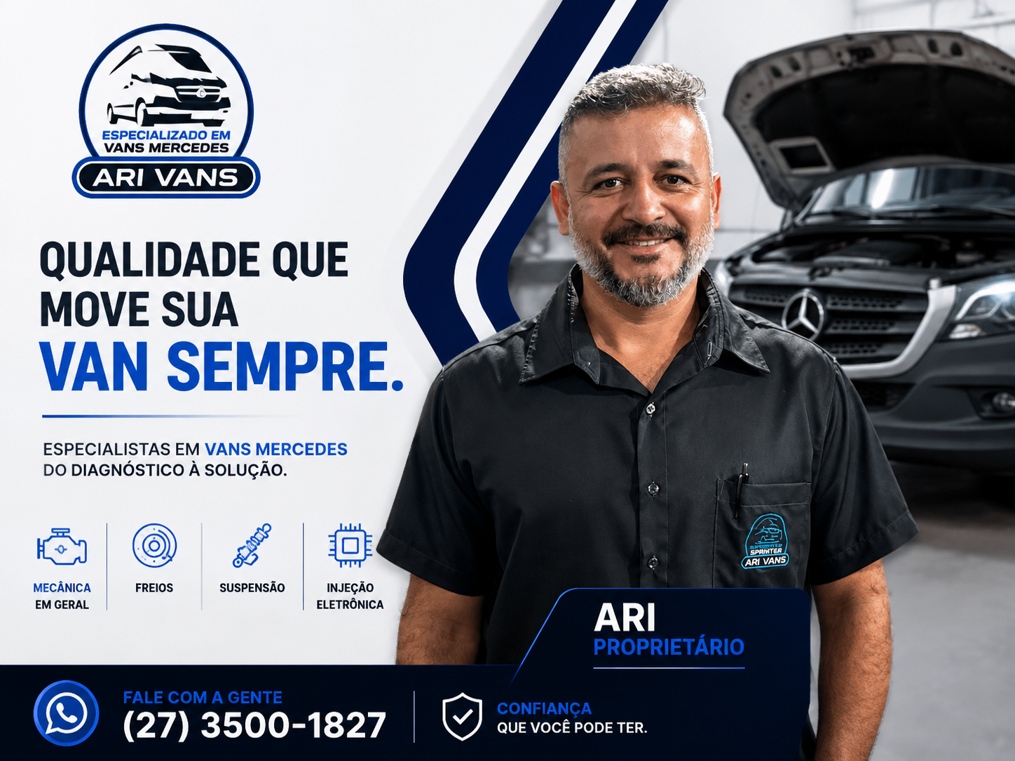 Ari, proprietário da Ari Vans, especialista em vans Mercedes-Benz