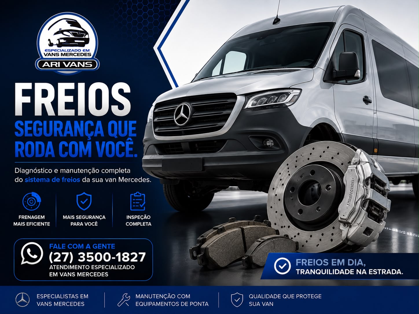 Manutenção de freios de van Mercedes-Benz Sprinter na Ari Vans
