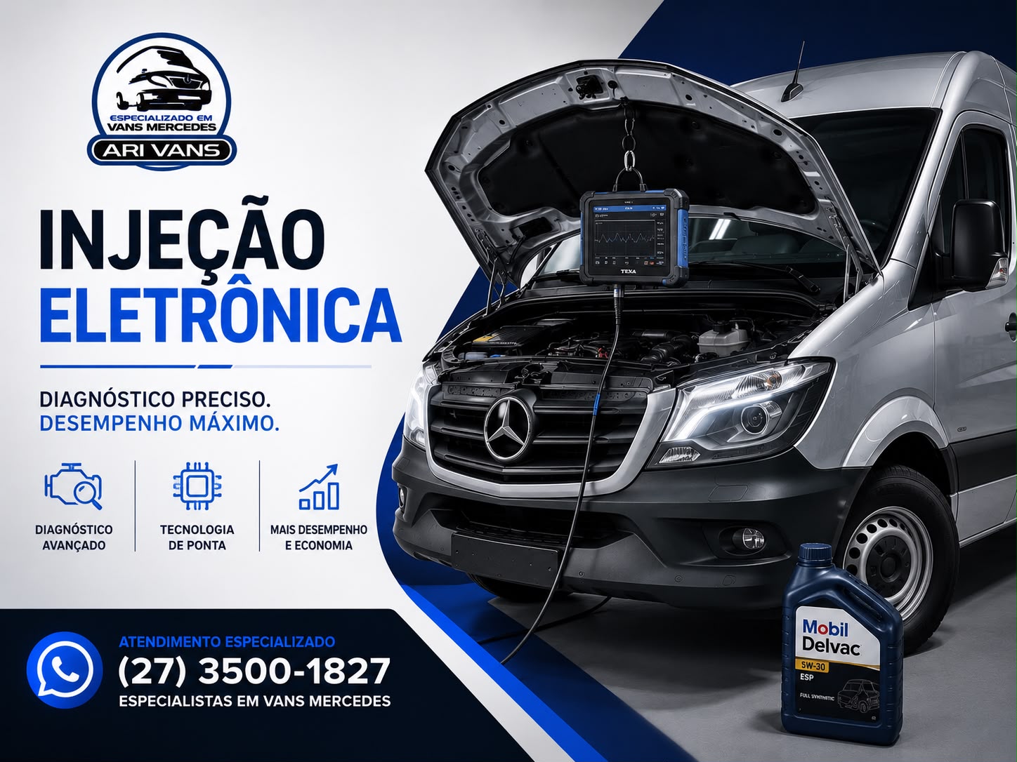 Injeção eletrônica e diagnóstico de van Mercedes-Benz na Ari Vans